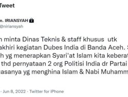 Nova Minta Setop Acara Dubes India di Aceh, Efek Dua Politisi Negara Bollywood Hina Nabi Muhammad